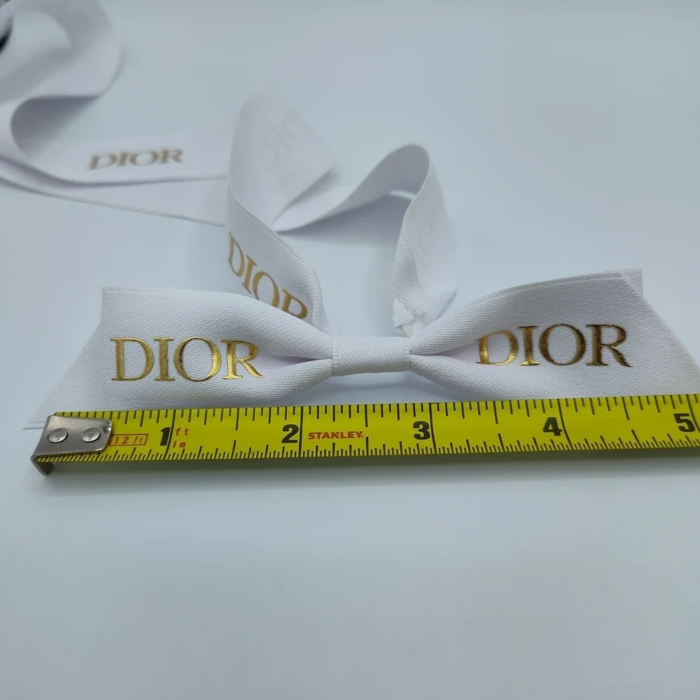 Dior White Gold Logo Ribbon Bow | 24" Pre-Tied Gift Ribbon | Lux Packaging EUC - Picture 3 of 3